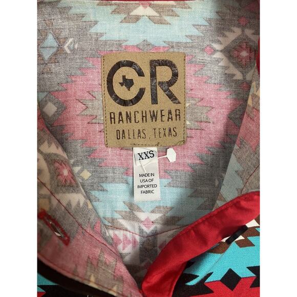 CR Ranch Wear Southwestern Button Up Long Sleeve Shirt Women's XXS Western Aztec - Picture 9 of 11